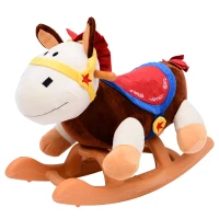 Qaba Jouet à bascule cheval à bascule modèle âne marron beige blanc(m-1)
