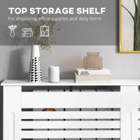 HOMCOM Radiator Cover, Modern MDF White Painted Cabinet with Horizontal Slats for Living Room, Bedroom, 152L x 19W x 81H cm(m-5)