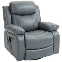 HOMCOM Massagesessel mit 8 Vibrationsköpfen, Relaxsessel, verstellbare Rückenlehne + Fußstütze, Grau(m-11)