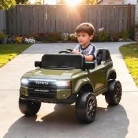 AIYAPLAY Auto Elettrica per Bambini TOYOTA Land Cruiser 12V con Telecomando, Età 3-8 Anni, Verde(m-13)