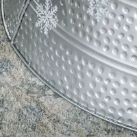 HOMCOM Falda para Árbol de Navidad de Metal Impermeable Decoración para para Fiestas Hogar 66x66x23 cm Plateado(m-8)
