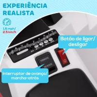 HOMCOM Quadriciclo Elétrico para Crianças Veículo Elétrico a Bateria de 6V com Velocidade de 2,5 km/h 70x41,5x48,5 cm Branco(m-5)