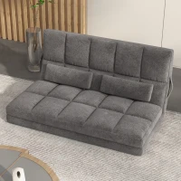 HOMCOM, Divan de Podea 2 în 1, cu Spătar Reglabil în 7 Niveluri și Perne, 130x73x60 cm, Gri Carbone(m-10)