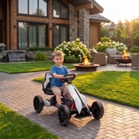 HOMCOM Kart électrique pour enfant 12V - Vitesse réglable 3-5km/h pour enfants de 3 à 8 ans - siège réglable - blanc(m-16)