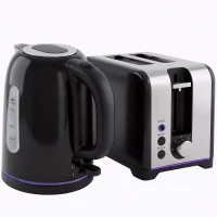 HOMCOM Simple Polished Toaster and Kettle Set - Black(m-1)
