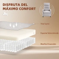 HOMCOM Sillón de Masaje Reclinable con Reposapiés 2 Zonas de Masaje Respaldo Alto Bolsillos Tapizado en Chenilla Gris(m-6)