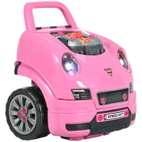 HOMCOM Motor de Caminhão para Crianças com 61 Peças Volante Buzina Faróis Caixa de Armazenamento e Rodas 40x39x47 cm Rosa(m-1)