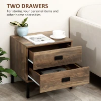 HOMCOM Chest of Drawers, Bedside Table Set with Drawers, Coffee(m-7)