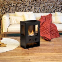 HOMCOM Camino a Bioetanolo Autoportante con Bruciatore da 0.9L e Durata 3.3 Ore, 44x28x68 cm, Nero(m-10)