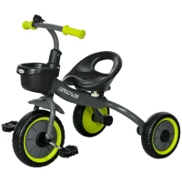 AIYAPLAY Triciclo per Bambini da 2-5 Anni con Seduta Regolabile e Campanello, 70.5x50x58cm, Nero(m-11)