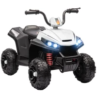 AIYAPLAY Quad Eléctrico para Niños de +3 Años con Batería 12V Faros Música Avance y Retroceso Carga 30 kg Blanco(m-1)