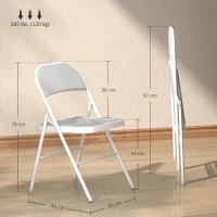 HOMCOM Lot de 4 chaises pliantes chaises de salle à manger portables cadre en acier 45 x 46 x 78 cm blanc(m-3)