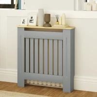 HOMCOM Cubreradiador de MDF Cubierta para Radiador para Salón Dormitorio Pasillo 78x19x83 cm Gris y Roble(m-10)