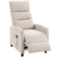 HOMCOM Sillón de Masaje Reclinable con Reposapiés 2 Zonas de Masaje Respaldo Alto Bolsillos Tapizado en Chenilla Crema(m-11)