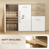 HOMCOM Bufet Modern cu 3 Dulapuri și 2 Sertare, din Lemn, 106x35x76 cm, Culoare Lemn(m-5)