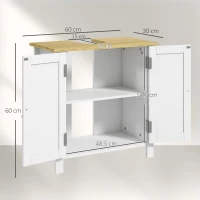 kleankin Meuble sous lavabo 2 portes étagère réglable 2 étages à l'intérieure poignées en PU 60 x 30 x 60 cm blanc(m-3)