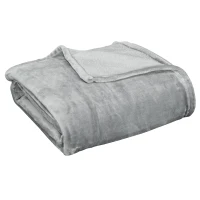 HOMCOM Coperta in Flanella 330 GSM Reversibile per uso Interno ed Esterno, 203x152x0.5 cm, Grigio(m-1)