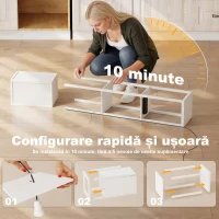 HOMCOM Lampadar cu rafturi, lumină reglabilă, întrerupător cu pedală și porturi USB, alb(m-8)