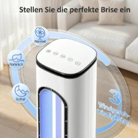 HOMCOM Rotorloser Turmventilator für Schlafzimmer, 35 dB leiser Standventilator mit 50° Oszillation, LED-Leuchten, 3 Geschwindigkeiten, 15-Stunden-Timer, Weiß(m-6)