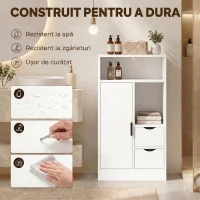 HOMCOM Dulap Baie Îngust cu 2 Sertare și Rafturi Reglabile pentru Bucătărie, Living, Hol, Alb(m-7)