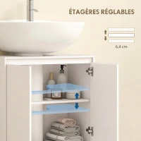 HOMCOM Meuble salle de bain sous Lavabo - meuble sous-vasque - placard 2 portes avec étagère blanc(m-5)