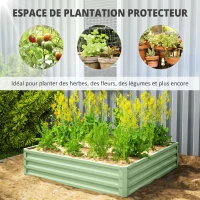 Outsunny Carré potager de jardin potager surélevé, acier galvanisé, résistant à la rouille 120x120x30cm, vert clair(m-4)