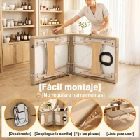 HOMCOM Camilla de Masaje Plegable con Marco de Madera con Altura Regulable y Bolsa de Transporte 186x60x61-87 cm Marrón(m-6)