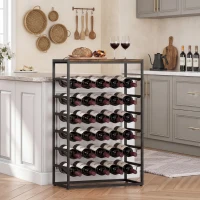 HOMCOM Botellero para 30 Botellas de 6 Niveles con Encimera de Efecto Madera Estilo Industrial 59x30x88,5 cm Marrón Rústico(m-2)