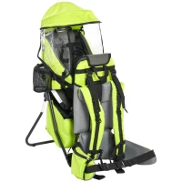 HOMCOM Baby Hiking Backpack Carrier Child Carrier with Ergonomic Hip Seat Detachable Rain Cover Adjustable Straps Stand for Toddler 6 - 36 Months Green(m-10)