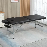 HOMCOM Camilla de Masaje Plegable con Altura Ajustable en 7 Posiciones Reposacabezas y Apoyabrazos 185x70x58-82 cm Negro(m-2)
