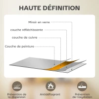 HOMCOM Miroir mural rond Ø 61 cm, cadre en alliage d'aluminium, pour salle de bain, chambre, salon, couloir, doré(m-5)