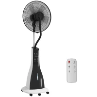HOMCOM Ventilator mit Sprühnebel-Funktion, 75 Grad drehbar, 3 Geschwindigkeiten, 3 Modi, 3-Liter-Wassertank, Schwarz+Weiß(m-1)