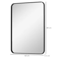 HOMCOM Oglindă baie cu ramă metalică și cârlig, 60x2,5x80 cm, negru(m-3)