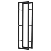 HOMCOM Metal Firewood Log Holder Tall Firewood Rack Indoor Outdoor Fireplace Wood Storage Shelf with Side Rails, Rust-Resistant, Black, 40W x 25D x 150H cm(m-1)