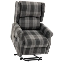 HOMCOM Power Lift Recliner Chair with Vibration Massage, Heat, Checked Lift Chair with Remote, Side Pockets, Grey(m-1)
