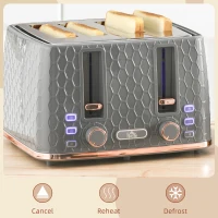 HOMCOM Four-Slice Honeycomb Toaster - Grey(m-4)