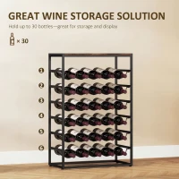 HOMCOM 30 Bottles Wine Rack, 6 Tier Free Standing Wine Storage Holder with Wood Effect Tabletop, Rustic Brown(m-4)