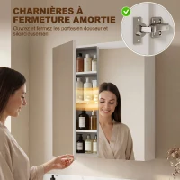 HOMCOM Armoire avec Miroir en Bois Rangement Salle de Bain Fermeture Porte Tampon MDF(m-7)
