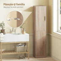 HOMCOM Dulap coloană pentru baie cu 2 compartimente și 6 rafturi reglabile, aspect lemn, 40x35x180 cm, culoare lemn(m-5)