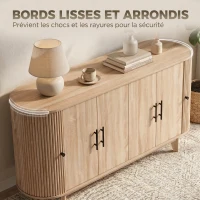 HOMCOM Buffet salon, meuble de rangement ovale avec 6 portes et 2 étagères réglables, 147x40x76cm, chêne(m-4)
