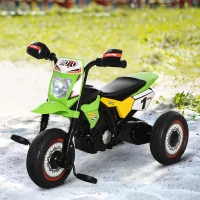 HOMCOM Tricycle Enfants Moto Cross Effets musicaux et Lumineux Coffre Rangement Vert(m-2)