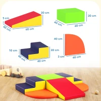 AIYAPLAY Conjunto de 6 Blocos de Espuma para Crianças com Base Antiderrapante para Escalar e Gatinhar Multicolor(m-3)