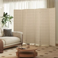 HOMCOM Paravent en bois séparateur de pièce closion de séparation pliable 6 panneaux 270 x 180 cm bois naturel(m-9)