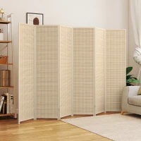 HOMCOM Paravent en bois séparateur de pièce closion de séparation pliable 6 panneaux 270 x 180 cm bois naturel(m-7)
