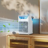 HOMCOM Air Cooler with Adjustable Head, Portable Air Conditioner with 3 Wind Speed, 2 Cool Mist, RGB Light, White(m-9)