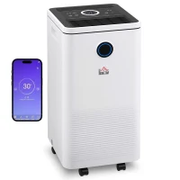 HOMCOM 10L/Day Dehumidifier with WiFi Smart App Control, 2.5L Water Tank, Digital Display, Sleep Mode, 24H Timer, Laundry Clothes Drying, for Home and Large Room Basement(m-1)
