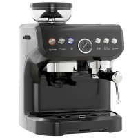 HOMCOM 15 Bar Coffee Machine with Adjustable Grind, Steamer and Accessories, Good Housekeeping Institute Approved, Black(m-3)