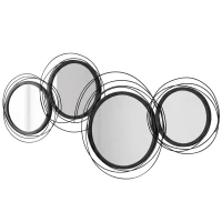 HOMCOM Metal Wall Art 56cm Modern Decorative Mirror Decor for Living Room Bedroom Dining Room, Black(m-11)