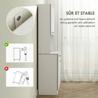 HOMCOM Buffet de cuisine armoire de cuisine contemporaine multi-rangements 6 portes 1 tiroir + grand plateau dim. 101L x 39l x 180H cm panneaux particules blanc gris(m-7)