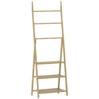 HOMCOM Scaffale Bagno 3 Ripiani con Porta Asciugamani a 3 Barre, Autoportante e Pieghevole in Legno di Bambù(m-1)